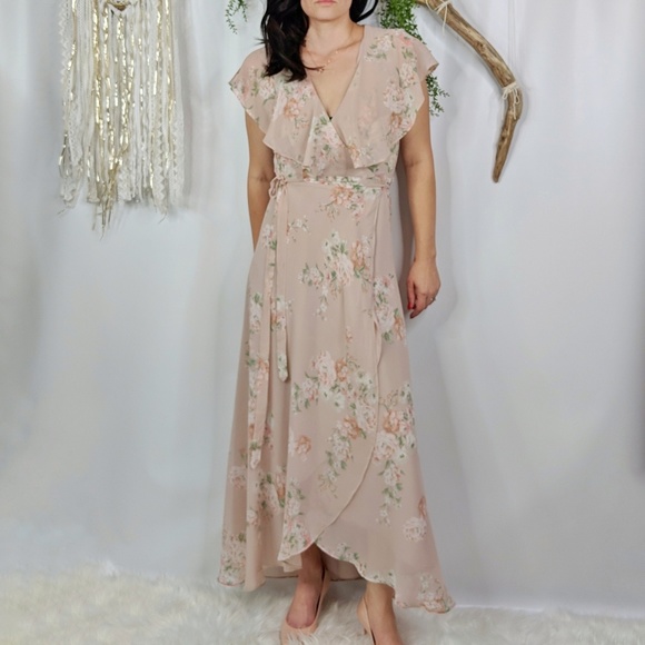 wayf floral wrap dress